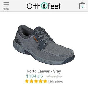 Orthofeet Porto Canvas Gray Shoes Men's Size 8